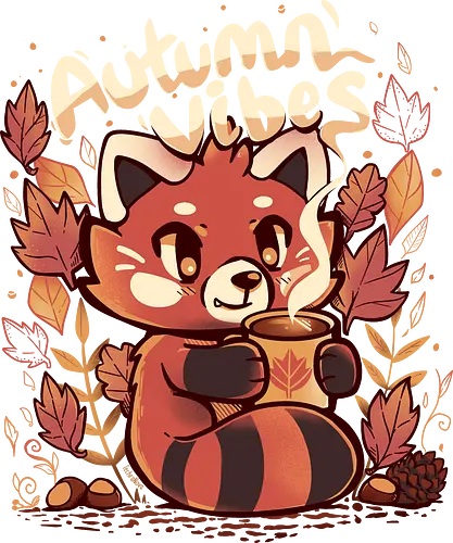 Autumn Vibes - herbst, autumn, Cozy, panda, red panda, Kakao